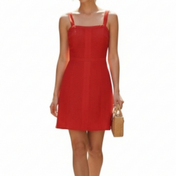 Thalia Sodi Dresses & Skirts - Thalia Sodi Eyelet Dress XL Red Hibiscus Bloom Spaghetti Straps Back Zip New